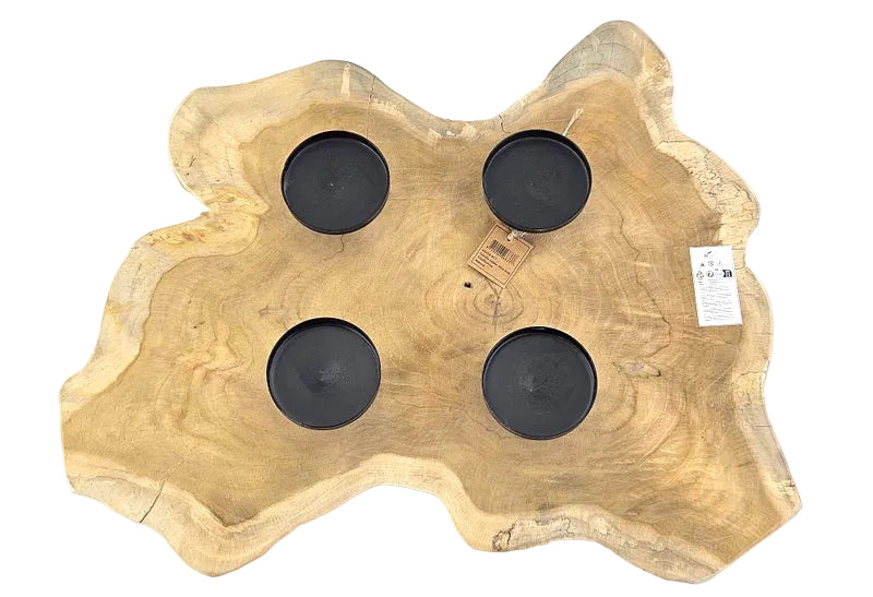 KERZENHALTER TEAK HOLZ Candle Holder Naturholz unbehandelt ohne Deko.