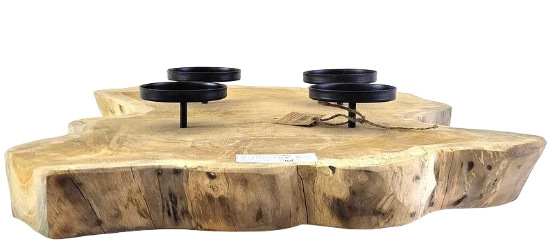 KERZENHALTER TEAK HOLZ Candle Holder Naturholz unbehandelt ohne Deko.