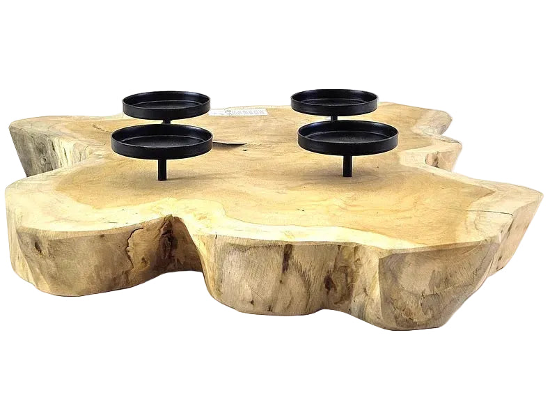 KERZENHALTER TEAK HOLZ Candle Holder Naturholz unbehandelt ohne Deko.
