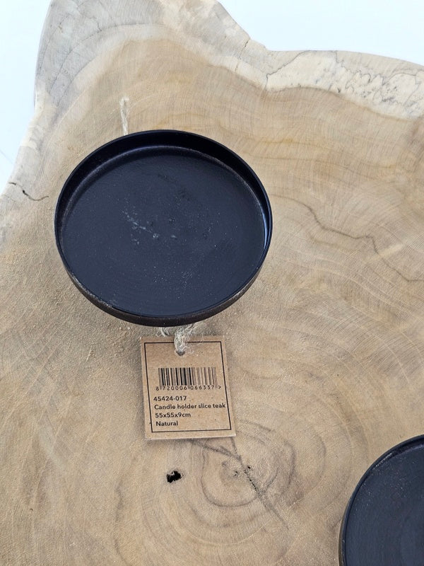 KERZENHALTER TEAK HOLZ Candle Holder Naturholz unbehandelt ohne Deko.