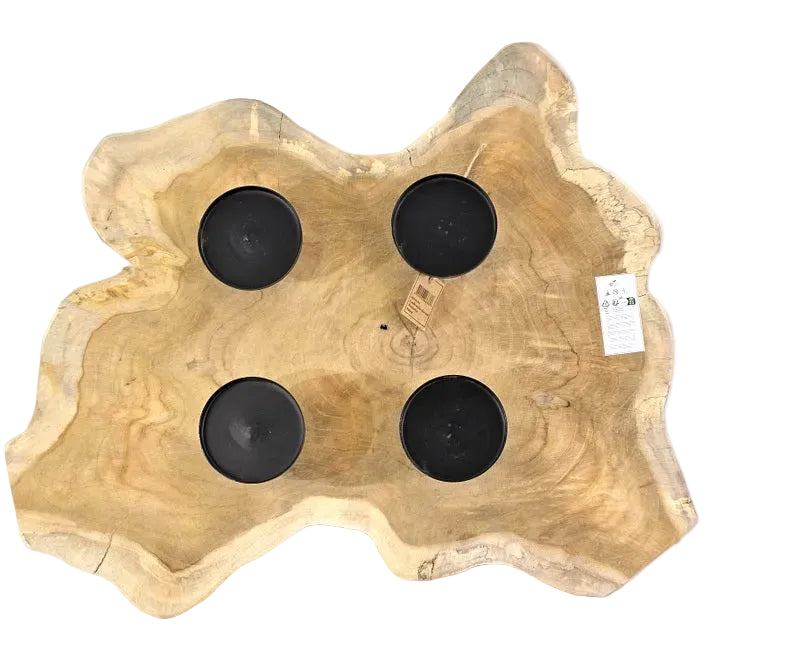 KERZENHALTER TEAK HOLZ Candle Holder Naturholz unbehandelt ohne Deko.