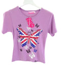 MÄDCHEN T-SHIRT LILA Größe 10 Kinder kurzarm Shirt Schmetterling