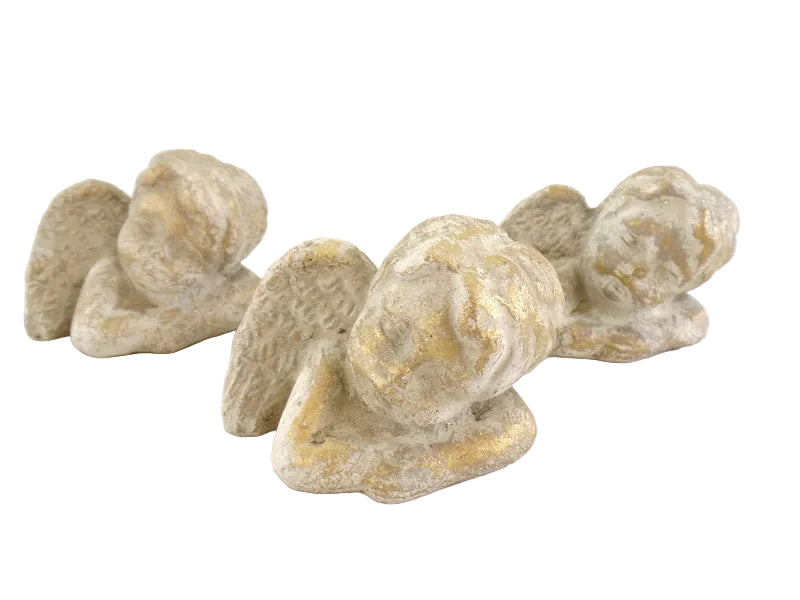 ENGEL ENGELFIGUR 3 STÜCK  patiniert goldfarben 9,5 cm x 7 x 7 cm Weihnachten Dekoration