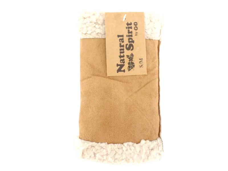 HANDSCHUHE FINGERLOS hell Braun S / M Kunstleder Kunstfell Natural Spirit