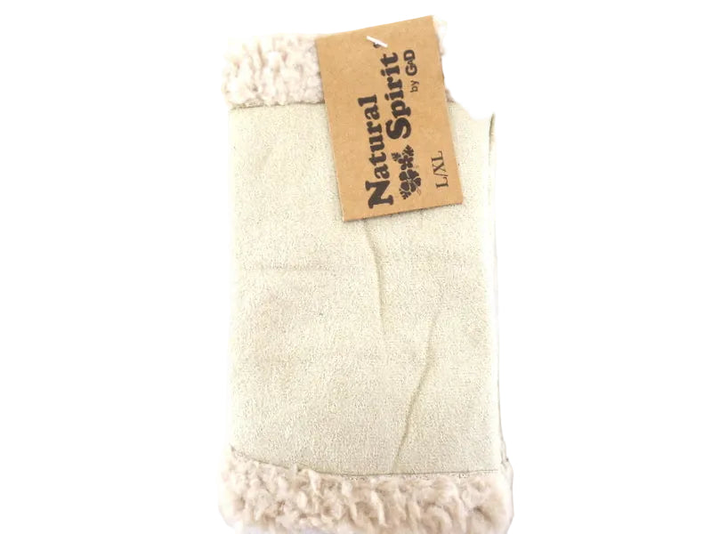 HANDSCHUHE FINGERLOS Creme Beige L / XL Kunstleder Kunstfell Natural Spirit