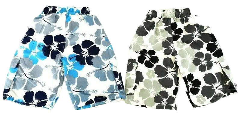 BADEHOSEN KINDER 3 für 2 Badeshorts 146 - 158 Hibiskus Shorts geblümt Kinder