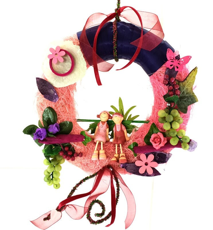CASA - POADOR KRANZ künstlich trocken Rosa Bourdaux Lila Figuren Natur 25 cm