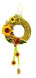 CASA - POADOR KRANZ künstlich trocken Grün Gelb Sonnenblumen Lagurus 30 cm