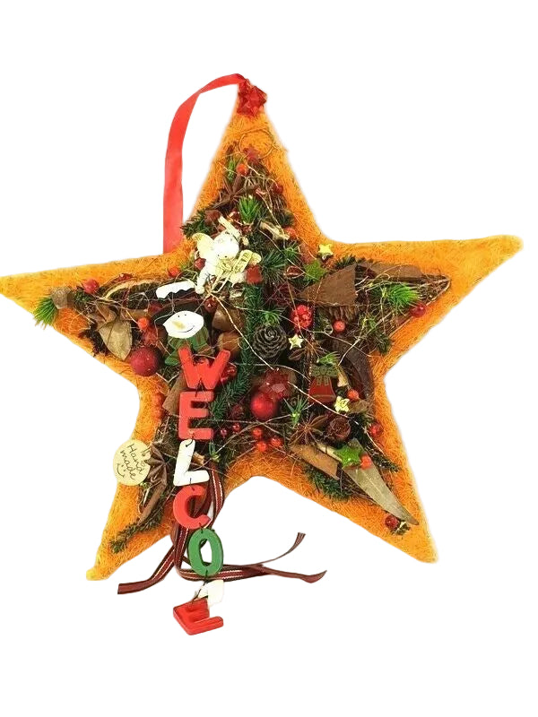 CASA - POADOR ADVENTSSTERN Wand künstlich 35 cm Sisal Stern Orange Rot Natur
