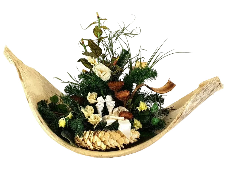 GRABGESTECK XXL COCOSBLATT Naturdeko Künstliche Blumen Engel Gedenken Friedhof