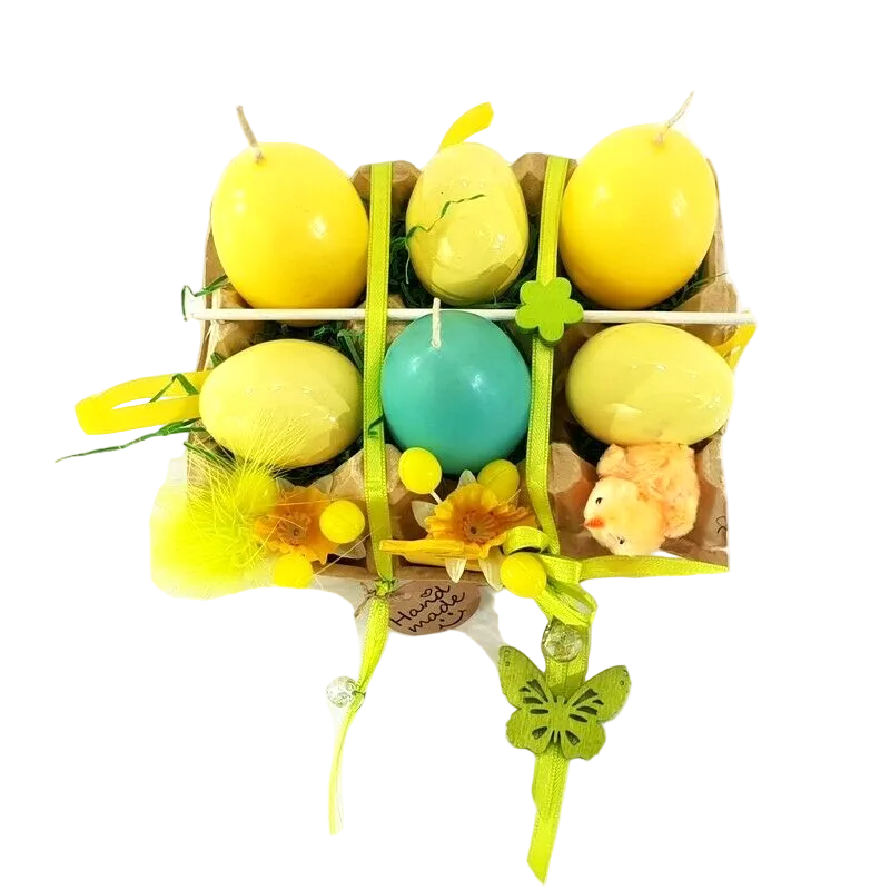 OSTER EIER KERZEN 3 er Set Wabe Gelb Türkis Eierkerzen Ostern Deko Geschenk