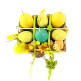 OSTER EIER KERZEN 3 er Set Wabe Gelb Türkis Eierkerzen Ostern Deko Geschenk