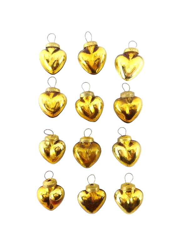 HERZ AUGHÄNGER 24 Stück Goldfarbig 4,5 cm x 3,5 cm mit Öse aufhängen 2 Säckchen