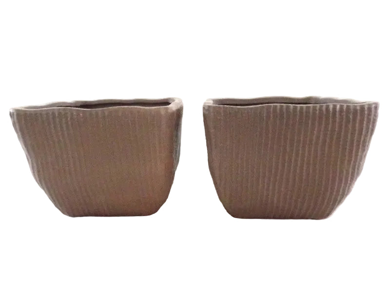 TÖPFE 2 ÜBERTÖPFE dunkelbraun 11 cm Hoch Quadrat für Pflanzen Dekoration