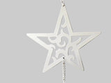 TEELICHTHALTER WEIß STERN Ornamentik Metall Milchglas 82 cm L Fensterhänger Dek