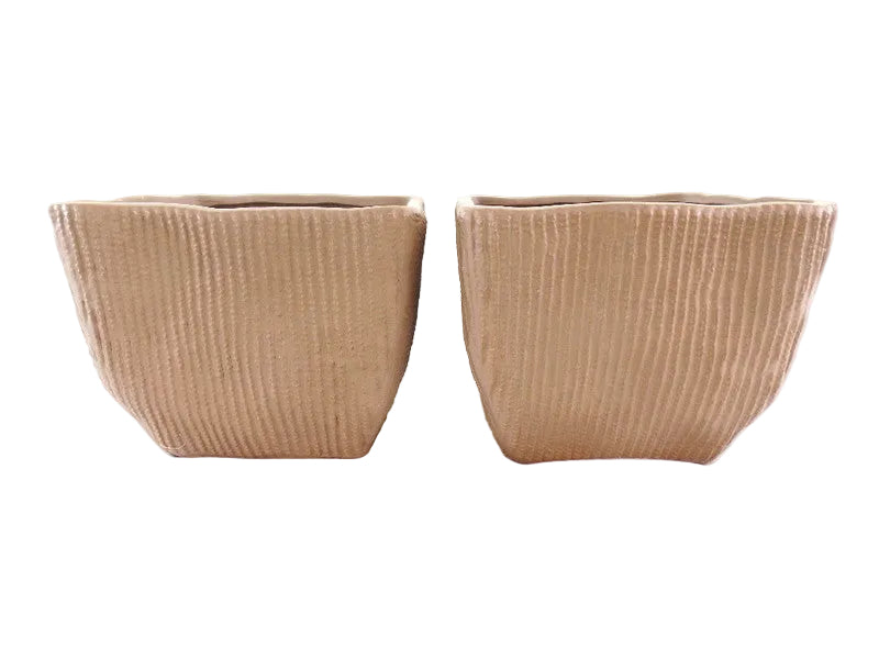 TÖPFE ÜBERTÖPFE 2 Stück hellbraun 13 cm Hoch quadratisch Pflanzen Dekoration