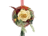 KÜNSTLICHER WEIHNACHTSSTRAUß rund lang hängen 90 cm L Golden Creme Rot Fensterdeko