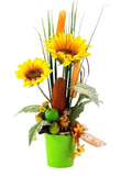 CASA - POADOR GESTECK Sonnenblumen künstlich Mais Topf Gelb Orange Figur