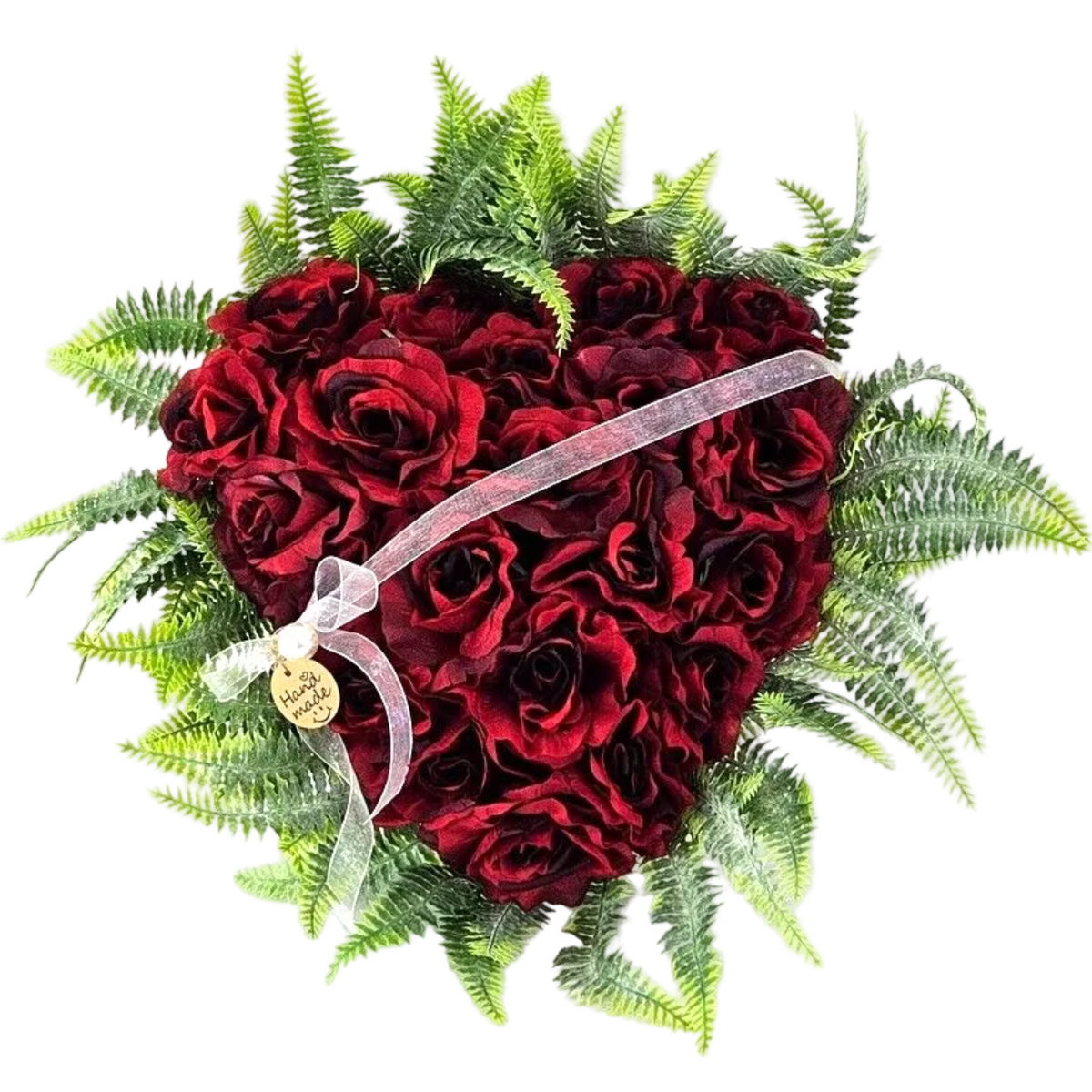 CASA - POADOR GRABSCHMUCK Herz rote Rosen Kunstblumen Natur Friedhof