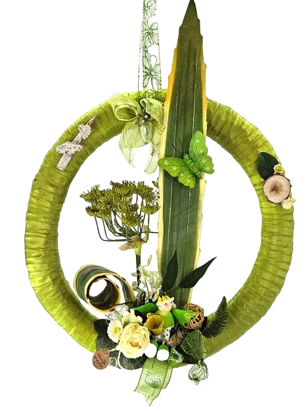 CASA - POADOR TÜRKRANZ Wand Kranz künstlich trocken Weiß Grün Natur Natur 43 cm
