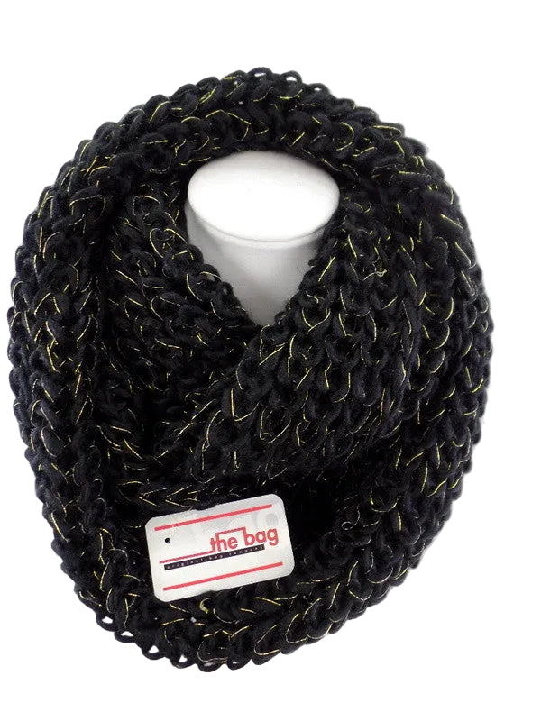 SCHAL RUNDSCHAL Schwarz Loop Wickelschal Schlauchschal gestrickt Polyester dick