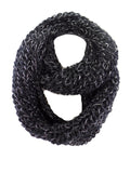 SCHAL RUNDSCHAL Schwarz Loop Wickelschal silberfarbige Fäden gestrickt dick Top