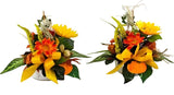 CASA - POOADOR SONNENBLUME 2 x künstliche Gestecke Gelb Orange Kunstblumen Gerbera 25 cm Herbst