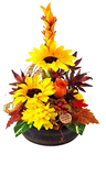 CASA - POADOR SONNENBLUME Gesteck Gelb Orange Kunstblumen 35 H Herbst Filzblätter  Deko