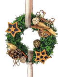 TÜRKRANZ BRAUN KÜNSTLICH Natur Thuja 21 cm Sterne Zapfen Zimt Lagurus