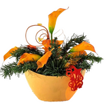 CASA - POADOR WEIHNACHTSGESTECK ellipse Orange Calla Rose künstlich Dekoration