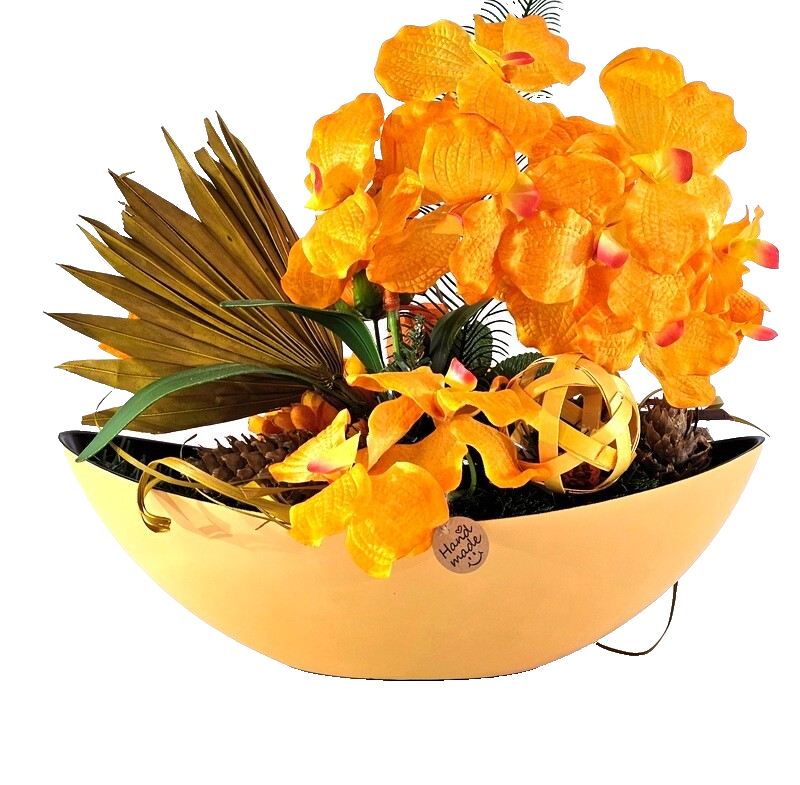 CASA - POADOR WEIHNACHTSGESTECK ellipse Orange Orchidee Rose künstlich Dekoration