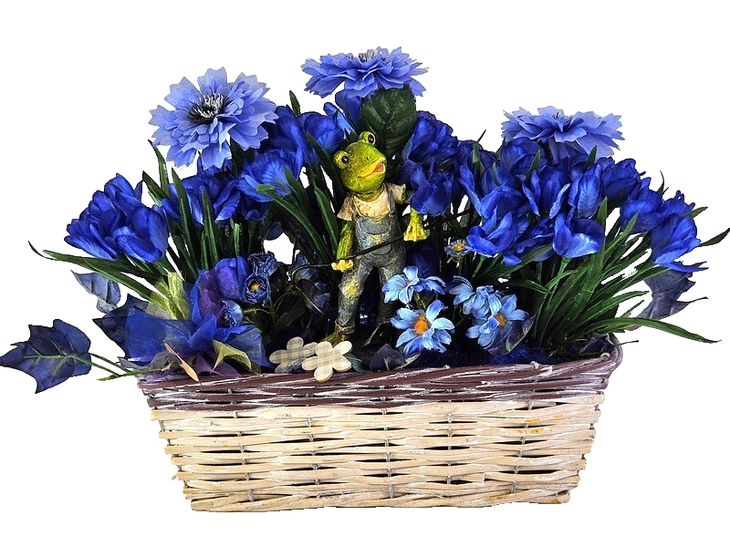 CASA - POADOR GESTECK Blau Kunstblumen Krokus Froschfigur Dekoration