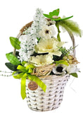 CASA - POADOR KORB Anemone Osterglocken Kunstblumen Weiß Grün Frühling Deko Geschenk