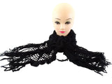 SCHAL STRICK - HÄKELSCHAL Schwarz 170 x 25 cm 100 % Acrylic Antonio Rüschen