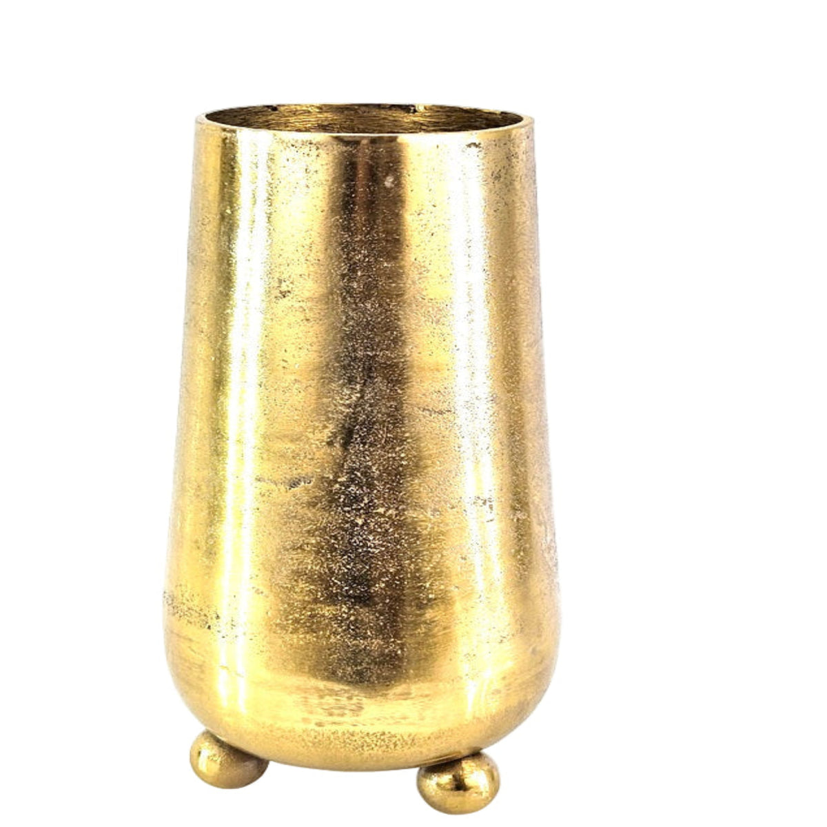 BLUMENVASE CLARA Dekorationsvase goldfarbig mit Bobbel Füße.