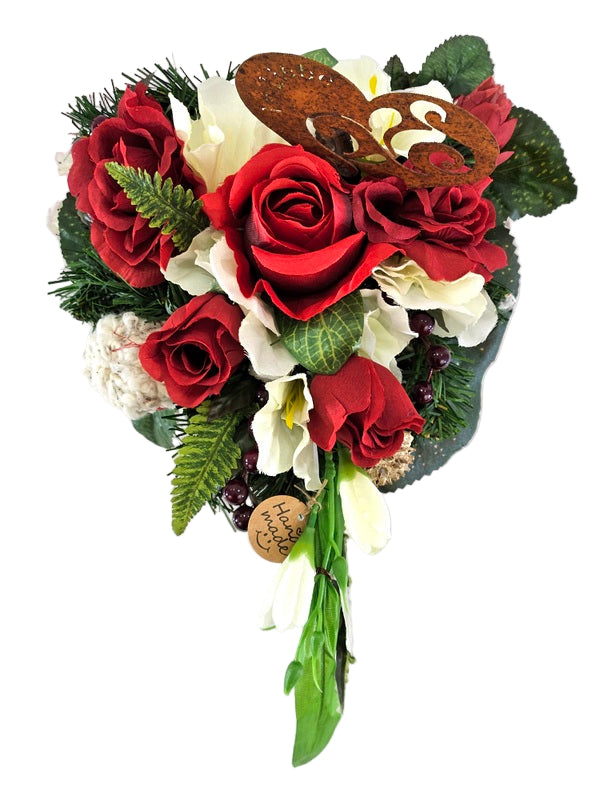 CASA - POADOR GRABSCHMUCK in Herzform künstliche Tanne  Friedhof