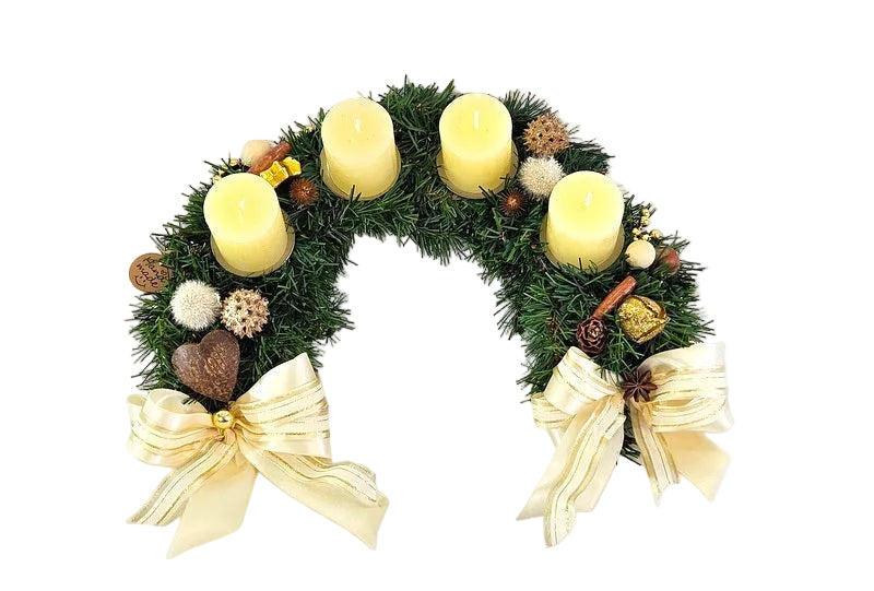 CASA - POADOR ADVENTSKRANZ halbrund künstlich Tanne 35 Ø Creme Advent.