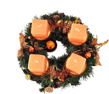 CASA - POADOR ADVENTSKRANZ künstliche Tanne Lachs Orange 25 Ø Kerzen Kugeln.