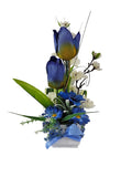 CASA - POADOR GESTECK mini künstliche Blumen Blau Weiß Mandelblüte Tulpen