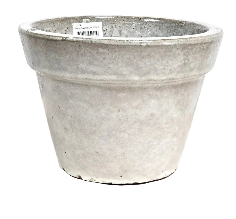 BLUMENKÜBEL KERMIK WEIß D 27 20 cm H Glazed Basic Pot White Außenkübel