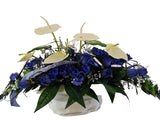 CASA - POADOR KUNSTBLUMENGESTECK Blau Weiß Anthurien Rosen Wohnaccessoires