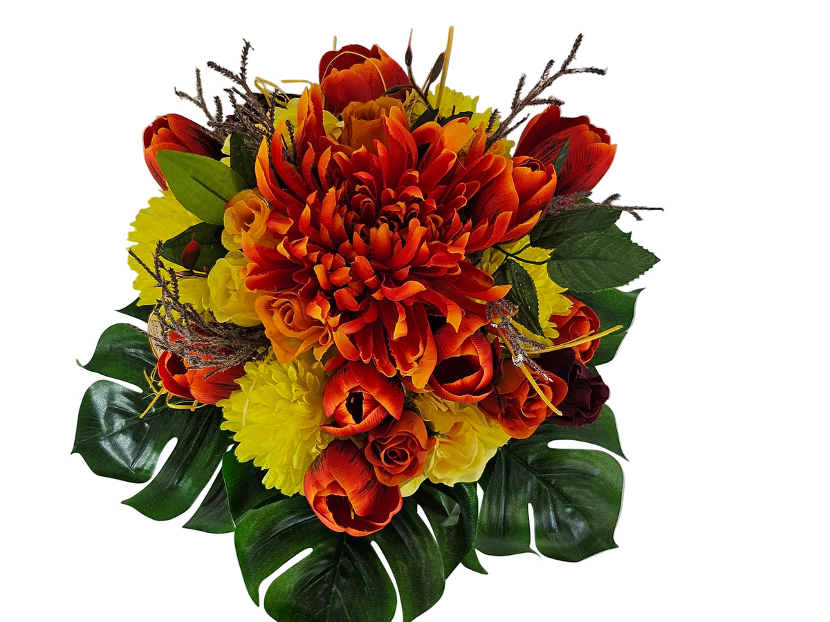 CASA - POADOR GRABSTRAUß künstliche Blumen Chrysanthemen Rosen künstlich Friedhof