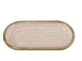 TABLETT MANGO BOWL WOOD mit Muscheln Emaille Glasur Serviertablett Deko