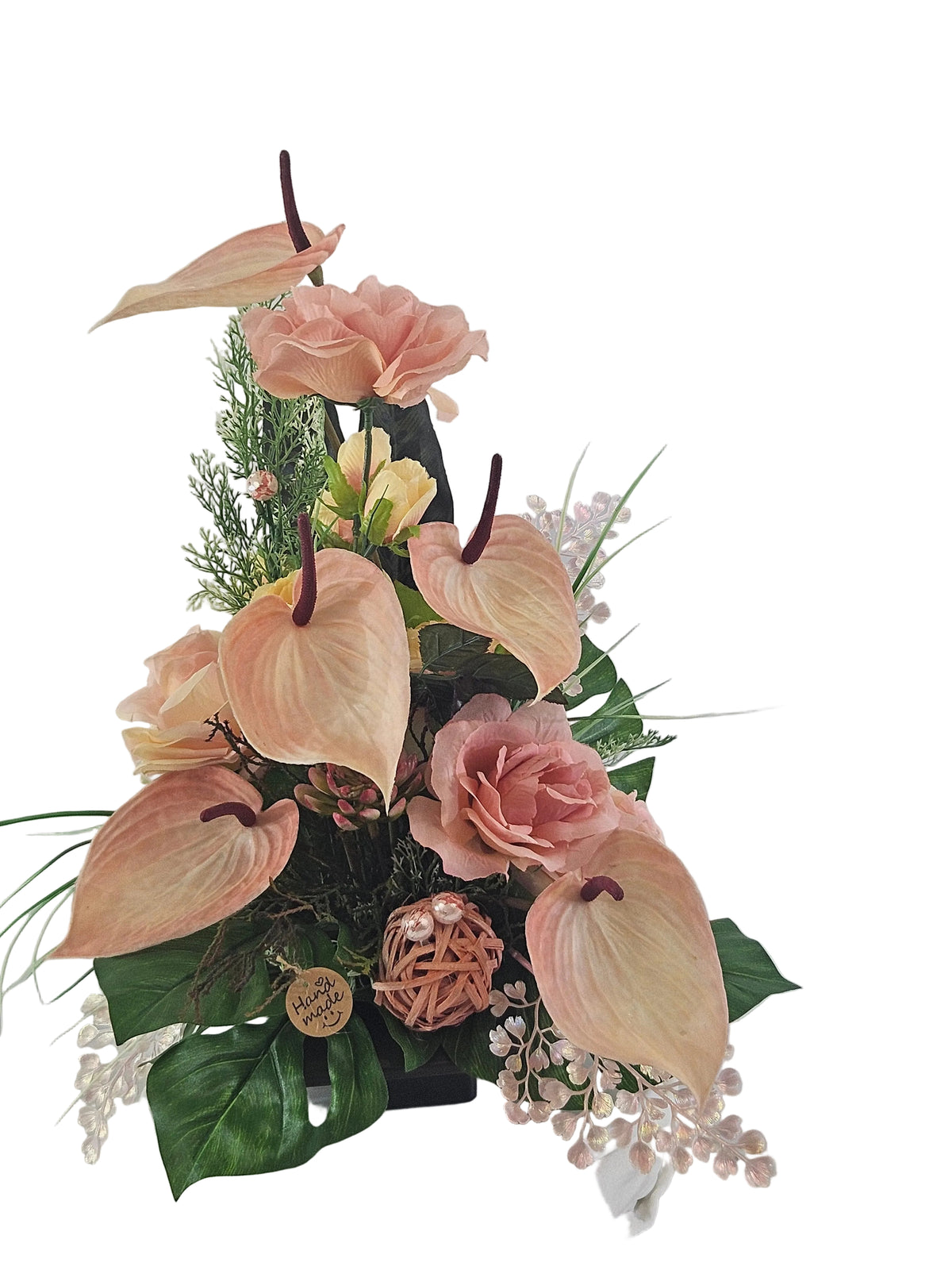 CASA  - POADOR BLUMENGESTECK künstlich Anthurien Rosen Rosa Lachs