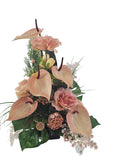CASA  - POADOR BLUMENGESTECK künstlich Anthurien Rosen Rosa Lachs