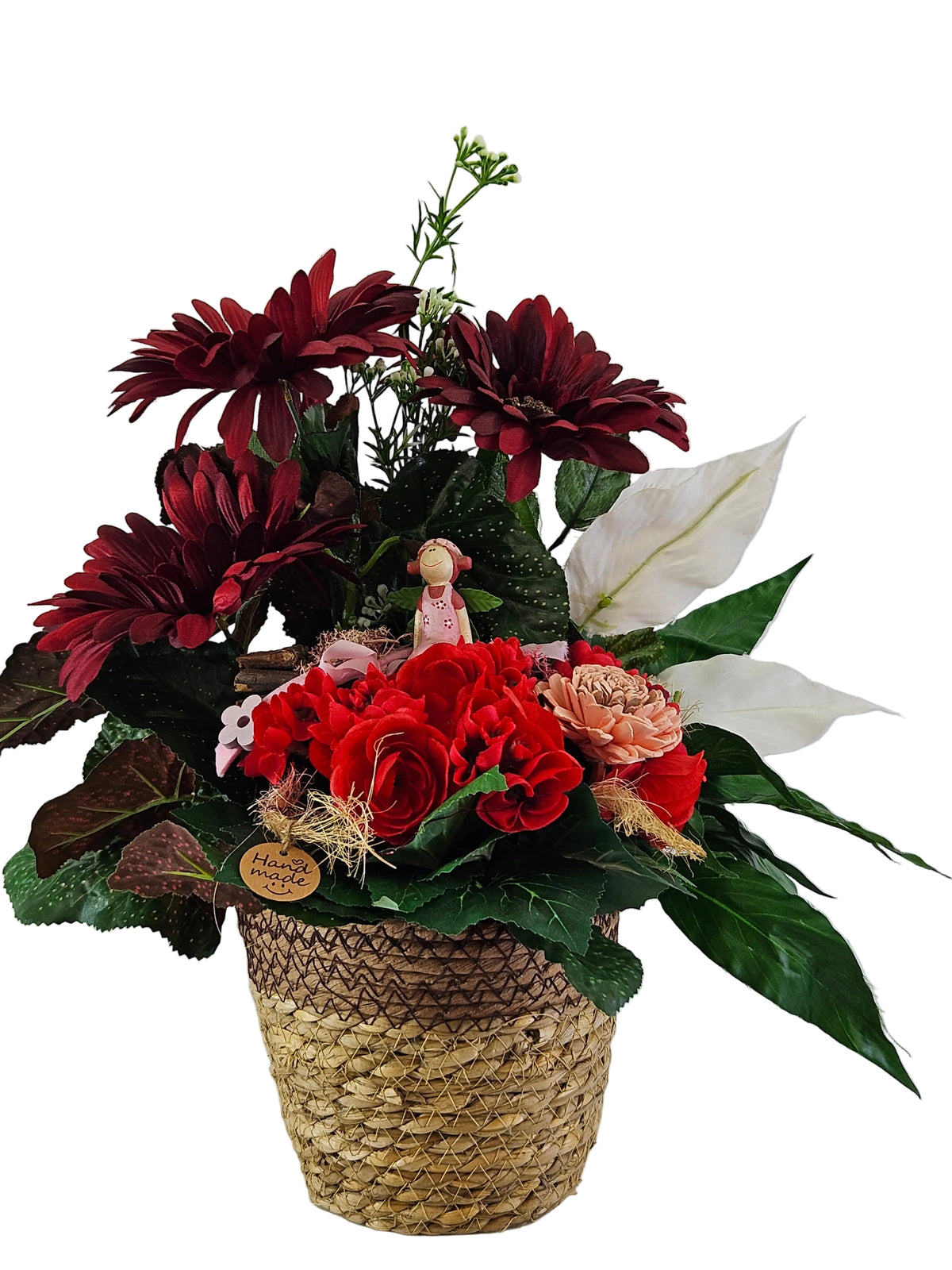 CASA - POADOR GESTECK Korb aus Kunstblumen Gerbera Knollenbegonie Einblatt