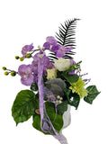 CASA - POADOR BLUMENGESTECK künstlich lila Orchideen Rosen Muscheln Deko 50 cm H