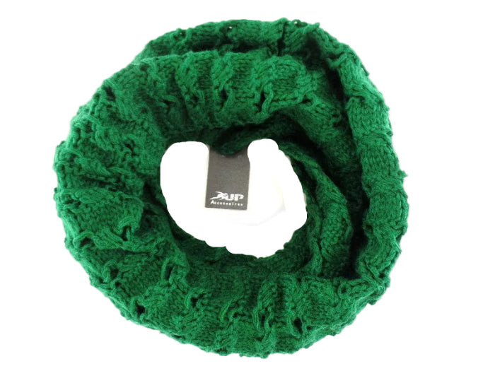 SCHAL DUNKELGRÜN Loop Wickelschal gestrickt Arcylic Lochmuster UP Accessoires