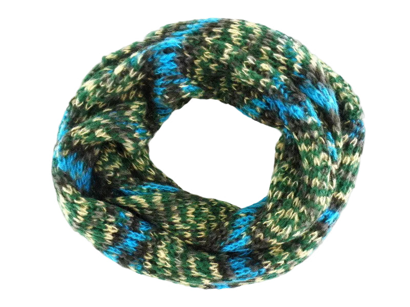 SCHAL RUNDSCHAL LOOP Blau Beige Grün  gestrickt Tricote Main gemustert weich