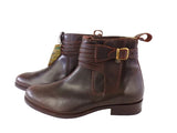 REITSTIEFELETTE BRAUN 45 Rund Echtleder Cambrelle Schnalle Labor USA 11,5 UK 11